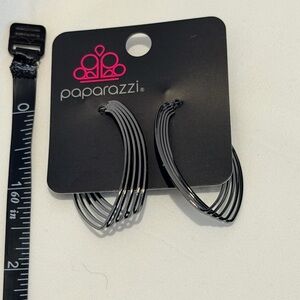 Paparazzi - Industrial Illusion - Black Hoop Earrings